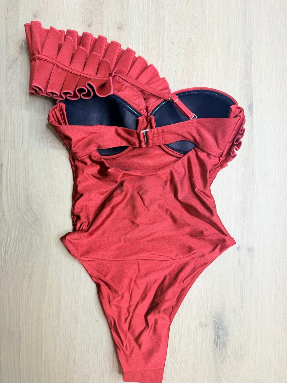 NWT ✨ ANDREA IYAMAH Wine Red One Piece Architecture Swimsuit Sz Small - Picture 3 of 6